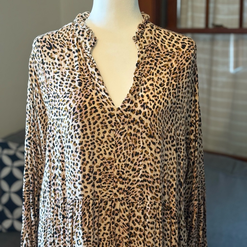 Terra & Sky Animal Print Ruffled Blouse